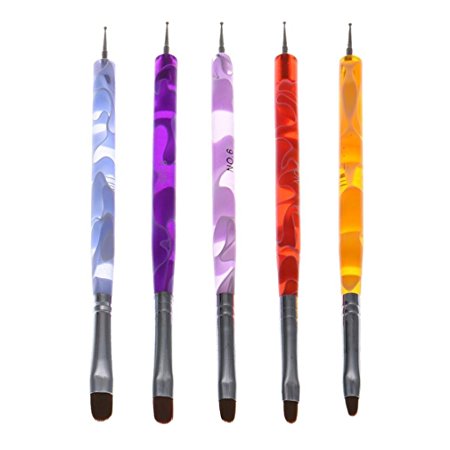 Canserin 2016 5Pcs 2-Ways Acrylic UV GEL Nail Art Dotting Brush Pen