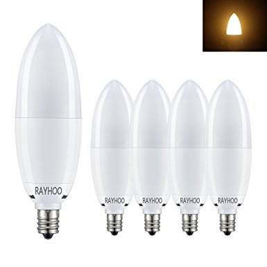 Rayhoo E12 Base LED Bulb Candelabra LED Bulbs 12W, Incandescent 80-100W bulb Equivalent, AC 85-265V, Non-dimmable, Warm White 2700K, 5 Pack(Extremely Bright)