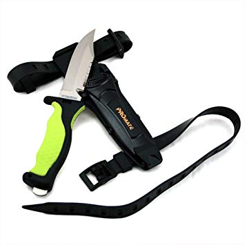 Promate Scuba Dive Snorkel Titanium Knife (4 3/8" Blade) with straps and sheath