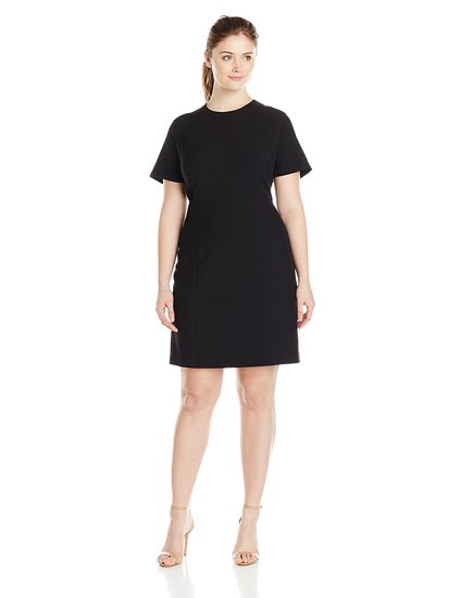 Lark & Ro Women's Plus-Size Modern Stretch Cap Sleeve Fit and Flare Dress