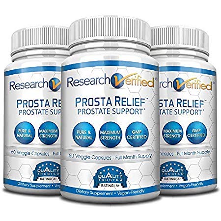 Research Verified Prosta Relief - Best Saw Palmetto Prostate Health; Improves Bladder & Urinary Health, Sexual Drive and Performance; Pure Natural Ingredients; 3 Bottles (3 Months Supply)