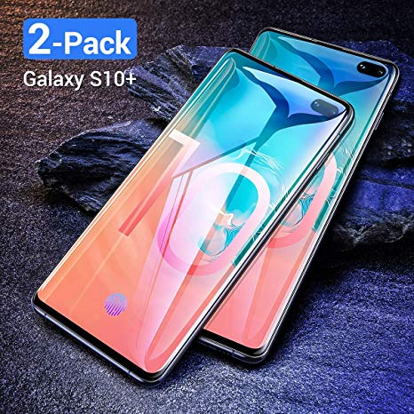 [2-Pack] Galaxy S10 Plus Screen Protector Tempered Glass,Ainope [in-Display Fingerprint ID] [Full Screen Coverage] with Black Border [Most Case Friendly] Compatible Samsung Galaxy S10 Plus 6.4in 2019