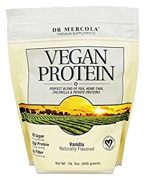 Dr. Mercola Vegan Protein Powder Vanilla - Perfect Blend Of Pea, Hemp, Chia, Chlorella & Potato Plant Proteins - Gluten-Free - Naturally Flavored - 1 lb 5 oz (690g)