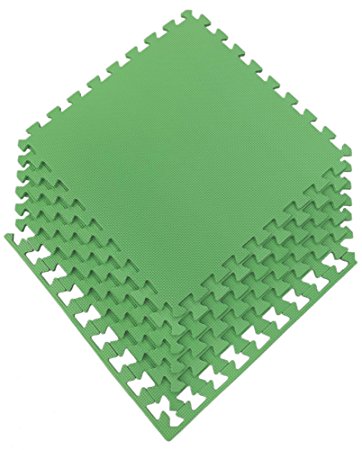 Ottomanson Multipurpose Interlocking Puzzle Eva Foam Tiles-Anti-Fatigue Mat 24 Sq. Ft, 24" x 24" Tiles, Green