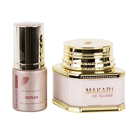 Makari Classic Duopack Premium  – 3.38 fl.oz Whitening Cream Day/Night & 1.01 fl.oz Enhancer Regulator Serum – Lightening & Toning System for Dark Spots, Acne Scars & Discoloration