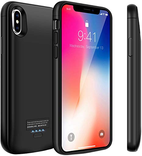 Modernway Battery Case for iPhone X/Xs, 4000mAh Portable Charger Case, Rechargeable Extended Battery Charging Case for iPhone X/Xs (5.8 inch), Compatible with Wire Headphones (Black)