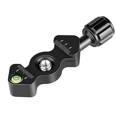 Neewer Quick Release Plate QR Clamp Compatible with Arca-Swiss, Bubble Level and 3/8-inch Screw Hole and 1/4-inch Adapter Screw for Tripod Head, Mini Fish Bone Style (QR Plate Not Included)