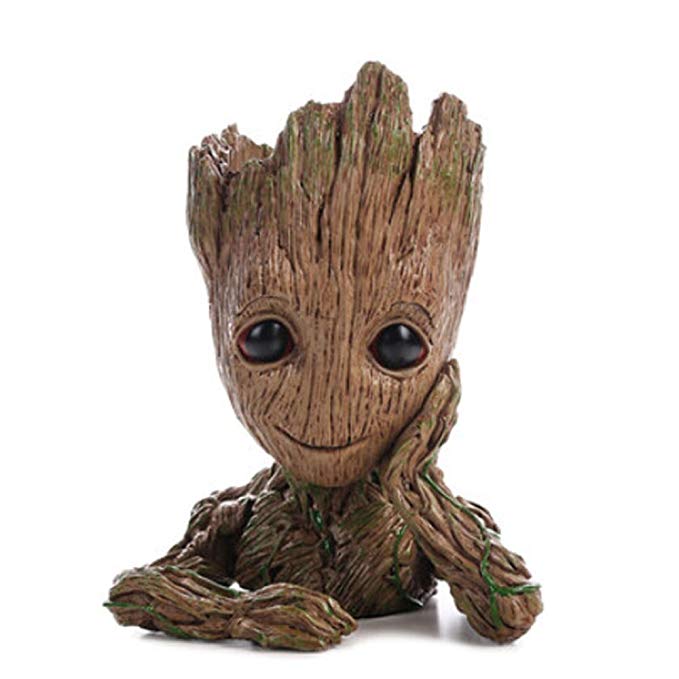 Groot Action Figures Fashion Guardians of The Galaxy Flowerpot Baby Cute Model Toy Pen Pot Best Christmas Gifts For Kids (Thinking tree)