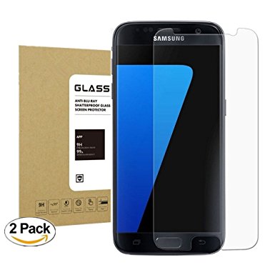 Galaxy S7 Tempered Glass Screen Protector, MaxDemo [2Pack] 9H Hardness Bubble Free [Ultra-Clear] [Scratch Proof] [Case Friendly] HD Clear Screen Protector for Samsung Galaxy S7