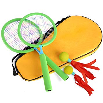 Aoneky Kids Badminton Racket Set Super Safe Foam Coated Racket for Children with Storage Bag, Best Children Toy Gift