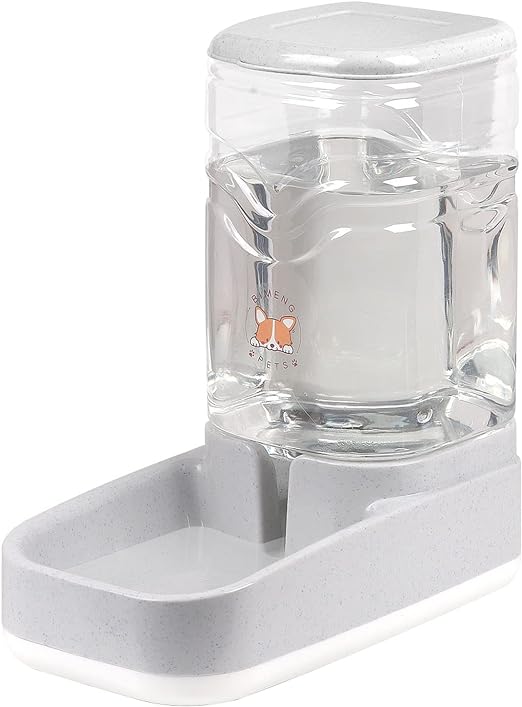 Automatic Dog Cat Gravity Water Bowl Dispenser Cat Water Fountain Large Capacity 3.8L,1 Gallon Large Capacity for Small Medium Pets (Grey Waterer)