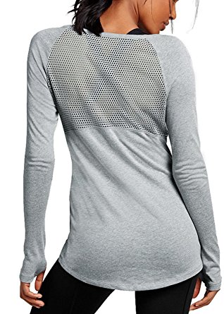 Ssyiz Women's Long Sleeve Stretchy Top Solid Color Fashion T Shirt