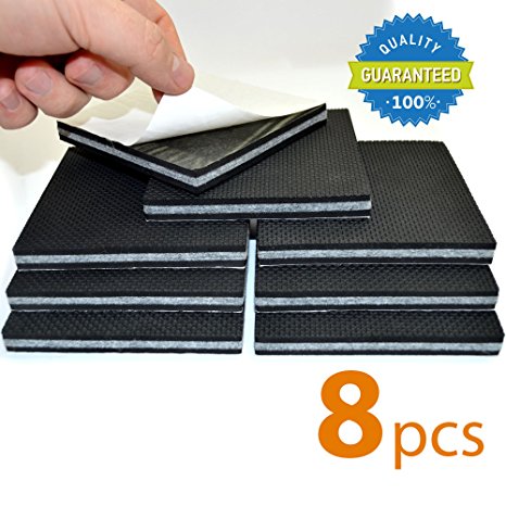 NON SLIP FURNITURE PADS X-PROTECTOR – PREMIUM 8 piece 4” Furniture Pad! SelfAdhesive Rubber Feet with Solid Felts – Best Furniture Floor Protectors and Furniture Feet for Fix in Place Furniture