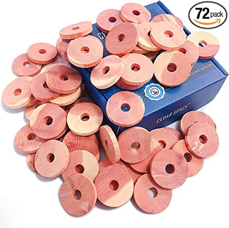 Cedar Space Cedar Blocks for Clothes Storage 100% Natural Aromatic Red Cedar Rings 72Pcs Protection for Wardrobes Closets and Drawers
