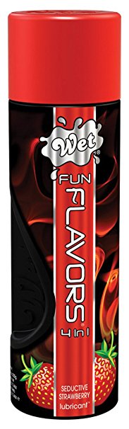 Wet Fun Flavors 4-in-1 Water Based Lubricant, Seductive Strawberry, 10.7 Ounce