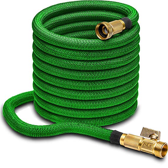 100ft Garden Hose - ALL NEW Expandable Water Hose with Double Latex Core, 3/4" Solid Brass Fittings, Extra Strength Fabric - Flexible Expanding Hose with Storage Bag for Easy Carry by Nifty Grower