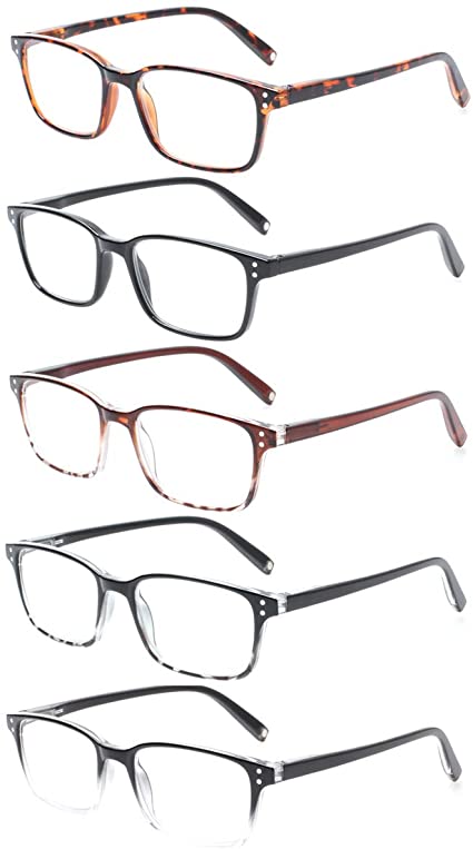 Reading Glasses Men Women Retro Comfort Readers 5 Packs Spring Hinge Glasses of Reading