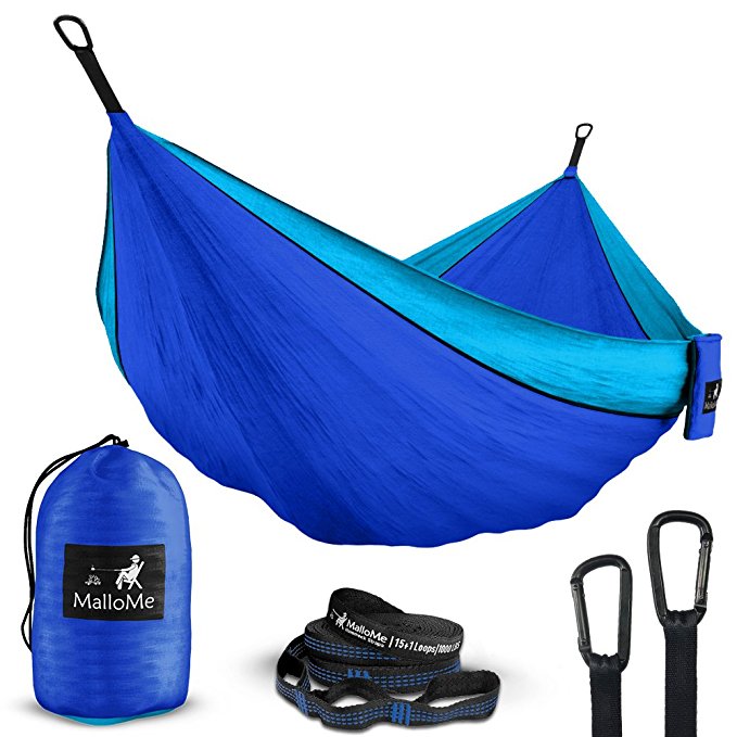 MalloMe Double Portable Camping Hammock - 27 Colors - Heavy Duty Tree Straps Included In Most Colors