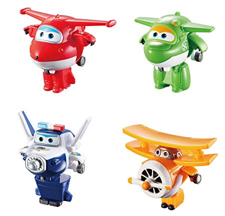 Super Wings - Transform-A-Bots 4 Pack - Jett, Mira, Paul & Grand Albert