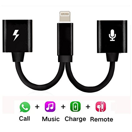 iPhone 7 Adapter&nbsp;&&nbsp;Splitter, Dual Lightning Headphone Audio & Charge Adapter by RayCue, Lightning Adapter Headphone Jack Audio & Charge Cable for Charging & Listening