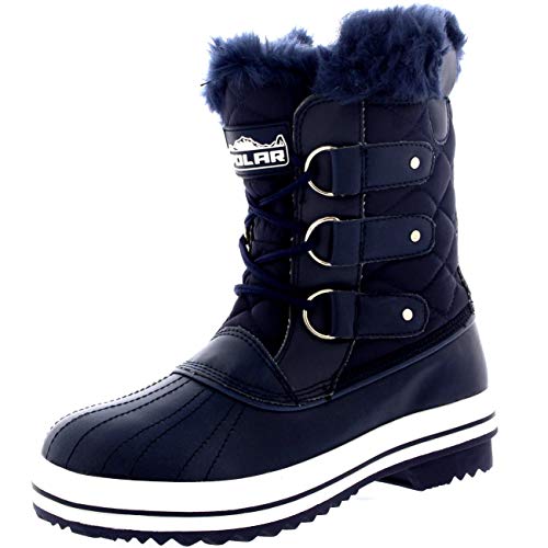 Polar Products Womens Snow Boot Quilted Short Winter Snow Rain Warm Waterproof Boots