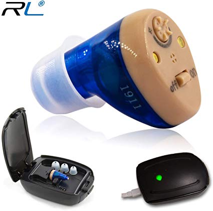 R&L Rechargeable Hearing Amplifier C100 to Aid and Assist Hearing for Adults and Seniors, Rechargable Digital Device with 2 Days of Use Per Charge, Fit Either Ears