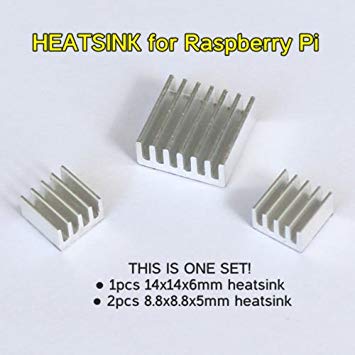 Raspberry Pi Heatsink Set for RP3B, 2B and B  (Set of 3 Aluminum Heat Sinks)