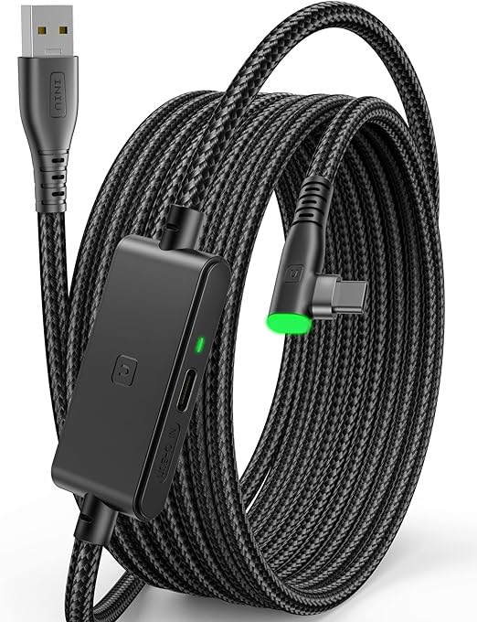 INIU 16FT Link Cable for Oculus Quest 2/Pro, High Speed Transfer Link Cable VR with Separate Charging Port for Ultra-Durable Power, USB 3.0 Type A to C Cable for VR Headset Accessories and Gaming PC…