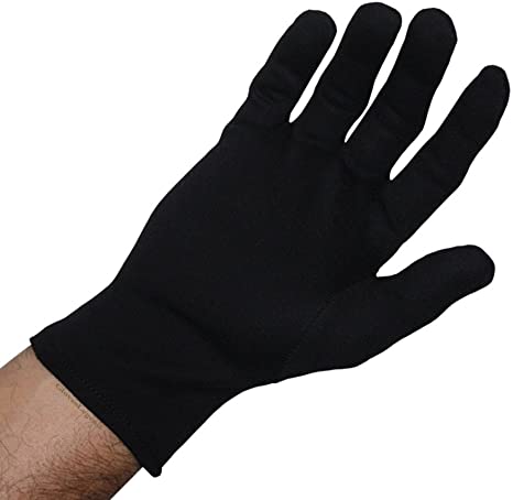 Size Large - 6 Pairs (12 Gloves) Gloves Legend Parade Fashion Inspection 100% Black Cotton Lisle Gloves