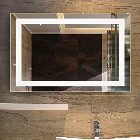 NeuType (36'' x 20'' Bathroom LED Backlit Mirror Vanity Sink Mirror with Anti-Fog Function - Horizontally and Vertically Wall-Mounted, Perfect for Home Use or Hotel Supplies