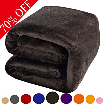 Shilucheng Fleece Soft Warm Fuzzy Plush Lightweight Queen(90-Inch-by-90-Inch) Couch Bed Blanket, Coffee