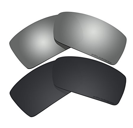 2 Pairs Polarized Lenses Replacement Black & Black Mirror for Oakley Gascan Small (S) Sunglasses