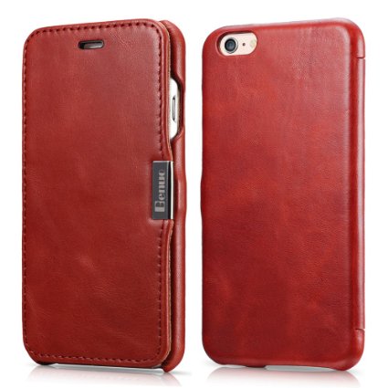 iPhone 6s  6 Case Benuo Vintage Series Genuine Leather Folio Flip Corrected Grain Leather Case Ultra Slim with Magnetic Closure for iPhone 6  iPhone 6s 47 inch Retro Red