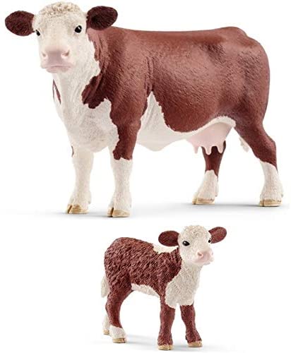 Schleich Set of Hereford Farm Animals with Cow and Calf: Quality Toys Bagged Together