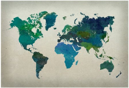 World Map Watercolor (Cool) Poster 19 x 13in