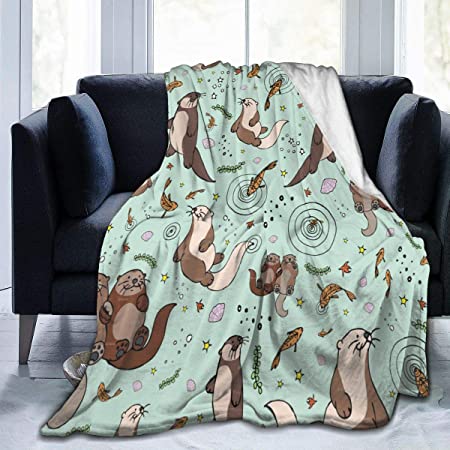 Sea Otters Fleece Blanket Cozy Thermal Fleece Blanket Non Shedding Premium Flannel Fleece Throw Blanket Luxury Couch Throw Blanket for Bed Couch Car