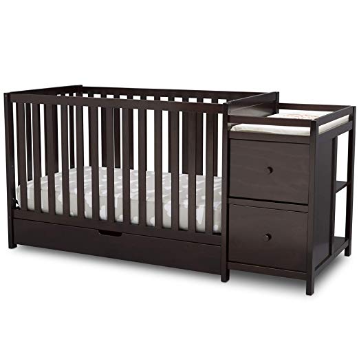 Delta Children Heartland Convertible Baby Crib N Changer with Drawer, Dark Chocolate