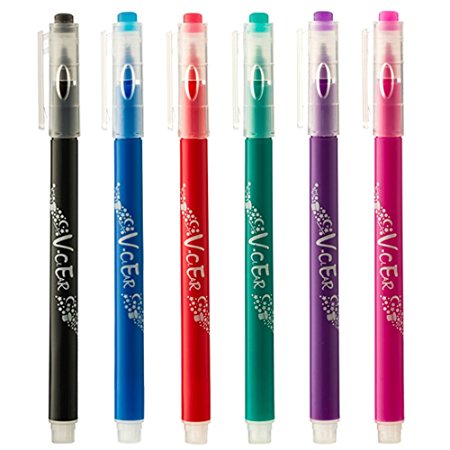 V-CLEAR Friction Erasable Markers Pens, 6 Color Set for Marking Coloring and Underlining