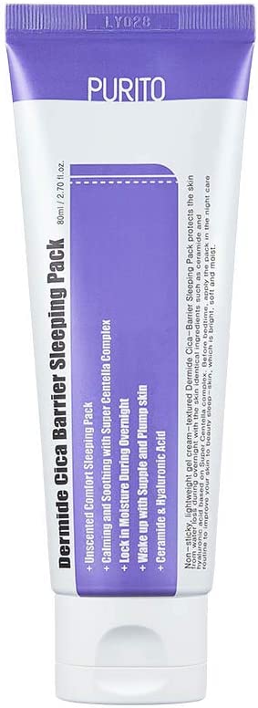 PURITO Dermide Cica Barrier Sleeping Pack 2.7 fl.oz / 80ml ceramide and centella, night cream, sensitive type, moisture pack