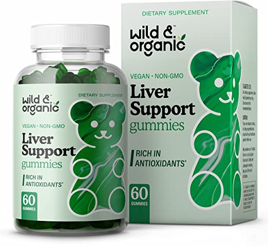 Wild & Organic Liver Support Gummies - Herbal Supplement with Milk Thistle, Chicory, Artichoke, Turmeric & Burdock Root - Promotes Liver Function - Natural Cleansing & Immune System Support - 60 Chews