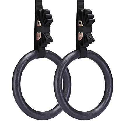 Gymnastic Rings, Yimidear® Premium Heavy Duty Olympic Rings with Adjustable Long Buckles Straps for Full Body Strength & Muscular Bodyweight Training (1.1")
