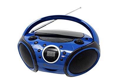 SINGING WOOD CD, CD-R/RW Boombox Portable/w Bluetooth Player AM/FM Radio Aux Input, Headset Jack, Foldable Carrying Handle (Starlight Blue)