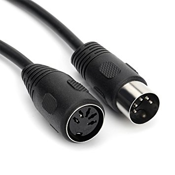 TISINO 10FT/3M MIDI Cable, DIN 5 Pin Plugs Male to DIN 5 Pin Female MIDI/AT Adapter Extension Converter Cable Audio Cable