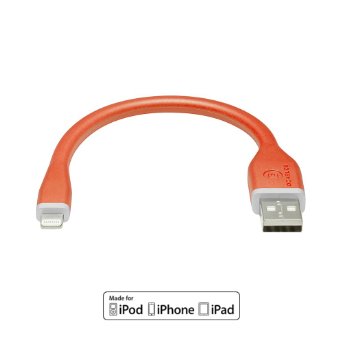 dCables Apple Certified Bendy & Durable Short (7 inch) USB Cable for iPhone 6, 6 Plus, 5, 5c, 5s, iPad 4, iPad Air, Mini, iPod Touch 5, Nano 7 - Bendy Charger Cable for Lightning Port to USB - Orange
