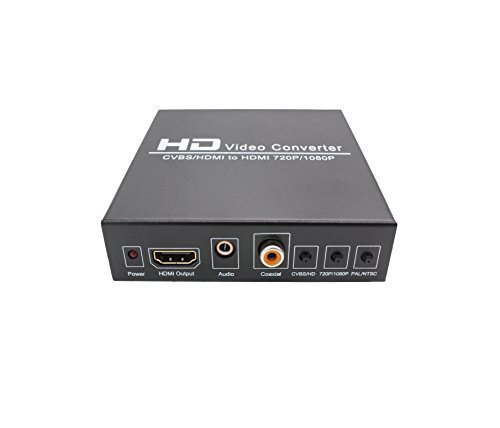 Udigital 1080P 3RCA CVBS  L/R Audio or HDMI to HDMI Converter Box with Coaxial and 3.5mm Audio Output Upscaler
