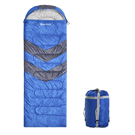 Envelope Sleeping Bag for Adults, Boys & Girls, Teens， Lightweight Portable, Waterproof, Comfort With Compression Sack - Great For 4 Season Traveling, Camping, Hiking, other Outdoor Activities.