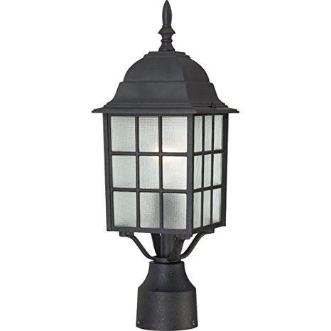 Nuvo Lighting 60/4909 Adams One Light Post Lantern 100 Watt A19 Max. Frosted Glass Textured Black Outdoor Fixture