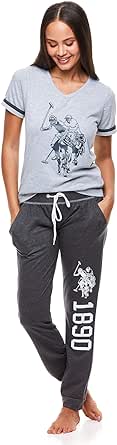 U.S. Polo Assn. Womens Pajama Set - Short Sleeve Shirt and Pajama Pants Sleepwear and Lounge Sets for Women