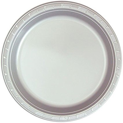 Hanna K. Signature Collection 100 Count Plastic Plate, 10-Inch, Silver