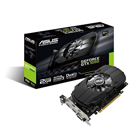 ASUS Geforce GTX 1050 2GB Phoenix Fan Edition DVI-D HDMI DP 1.4 Gaming Graphics Card (PH-GTX1050-2G) Graphic Cards